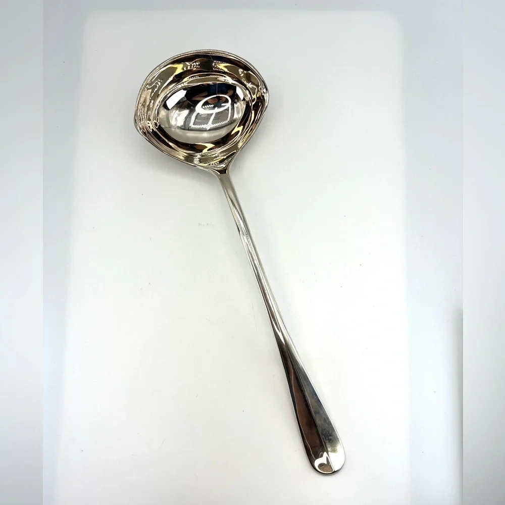 Silver Plated Soup Ladle Double Spout 13” Simple Style Punch Ladle Scoop